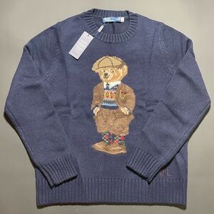Polo Ralph Lauren Duffle Wool Bear Sweater Men’s Size Medium Navy